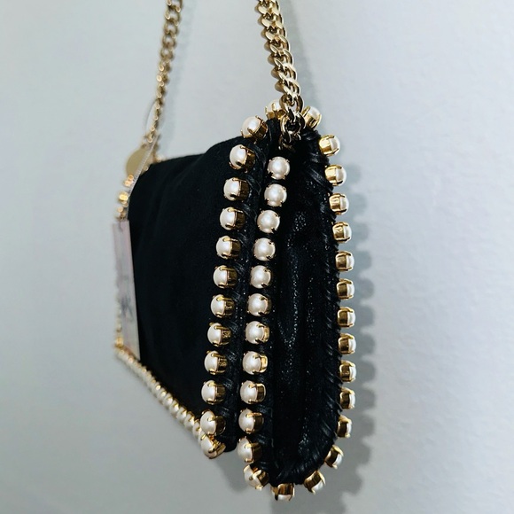 Stella McCartney: Pearl Shimmer Vegan Leather Falabella Crossbody Clutch Bag - Picture 10 of 16